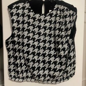 Sequined houndstooth top